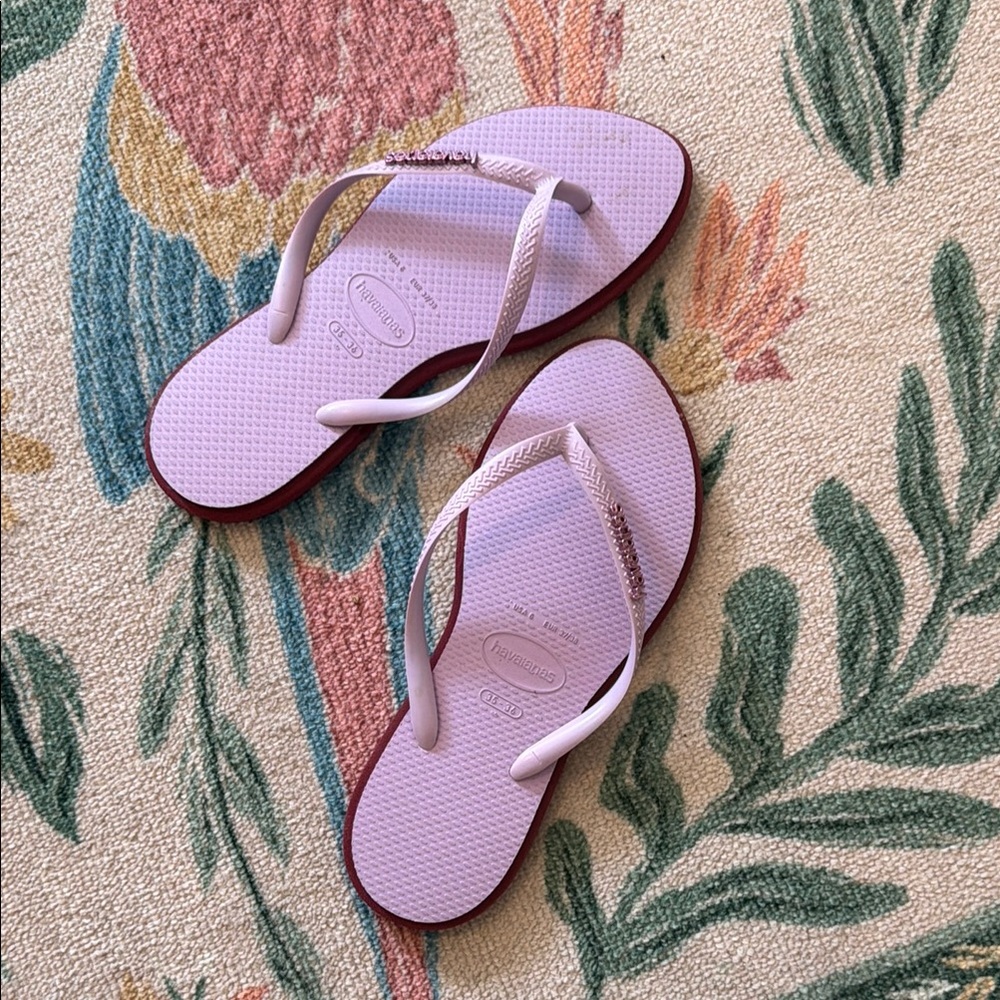 Havaianas Women's Light Lavender Flip Flop Sandals with Maroon Trim